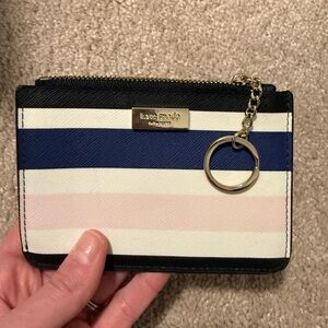 Kate Spade Navy and Pink Striped Card Wallet